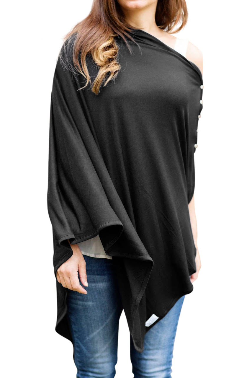 Byrd & Blume nursing covers in modern black – classic, versatile, and perfect for new mothers.