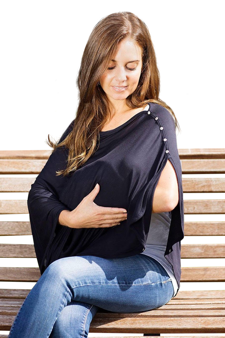 Full coverage nursing shawl for privacy – Byrd & Blume ultra-soft breastfeeding wrap.