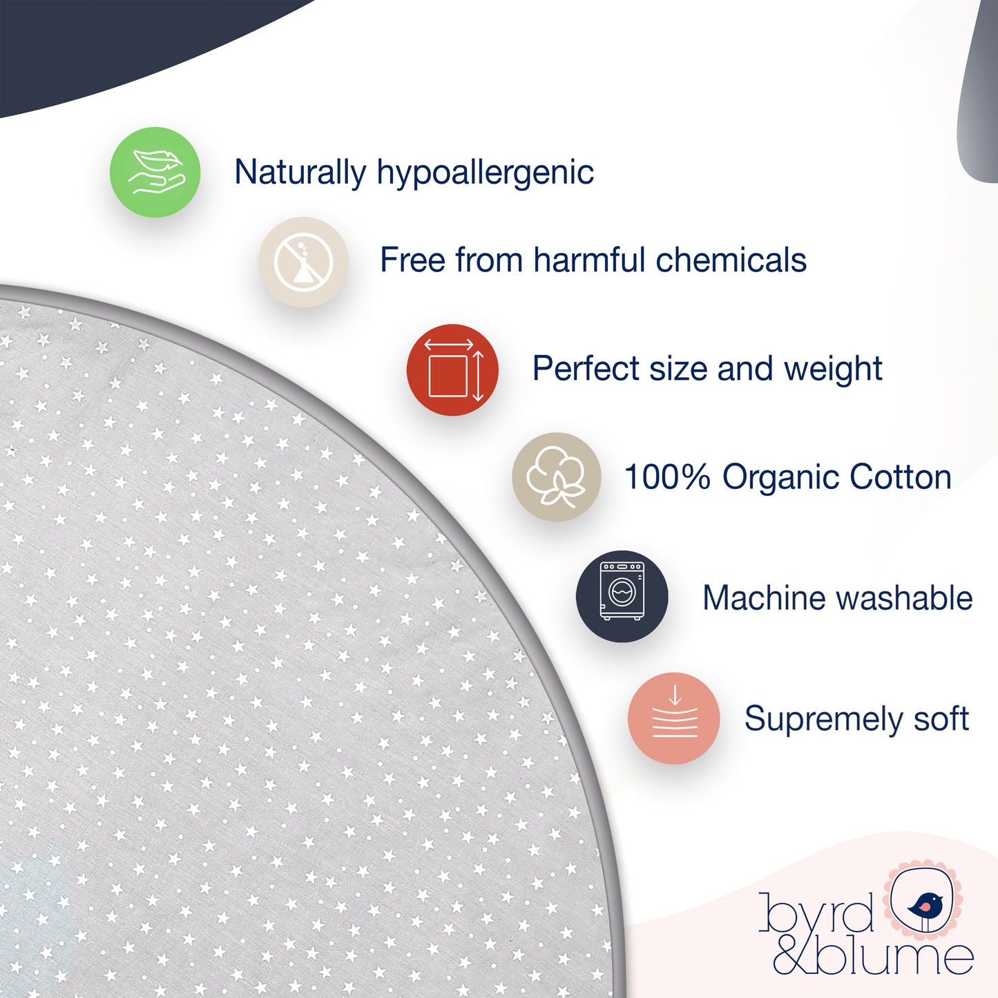 Eco-friendly packaging for Byrd & Blume organic cotton baby playmat – sustainable and gift-ready