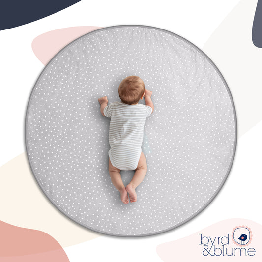 Organic cotton round baby playmat – soft, padded, hypoallergenic, GOTS certified, ideal for tummy time and nursery floors