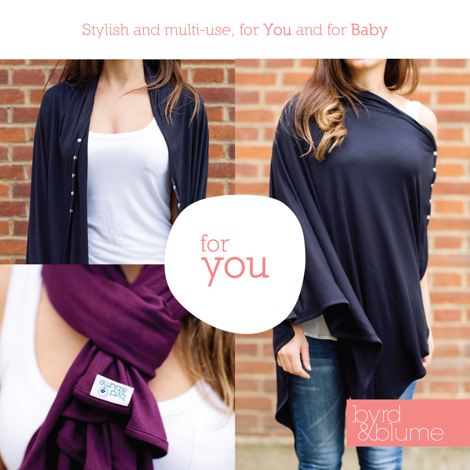 Byrd & Blume nursing covers in neutral tones – modern, versatile, and perfect for new mothers.
